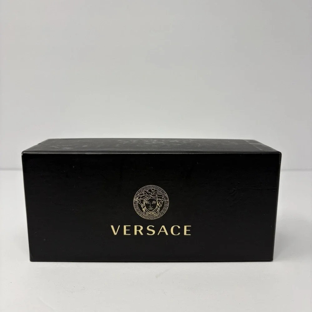 Versace Shield Sunglasses Black Gold Wraparound VE 2254 w/‎ Case & Box